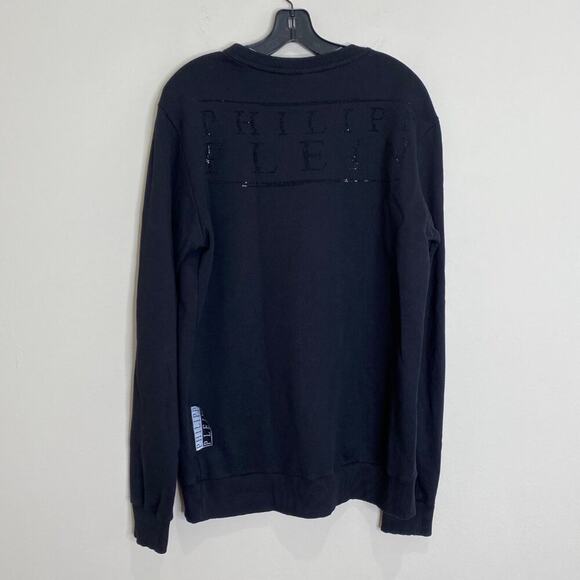 Philipp Plein Crystal Rhinestone Half Skull Sweatshirt *Black* Sz XL - Picture 3 of 15